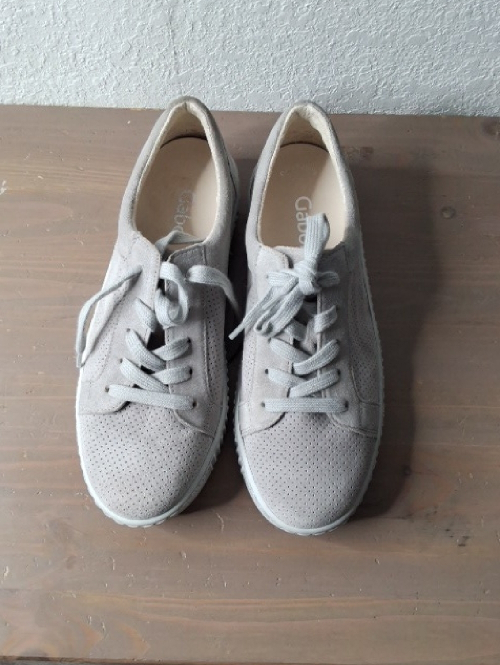 Gabor Women's Suede Lace-Up Sneakers in Light Taupe